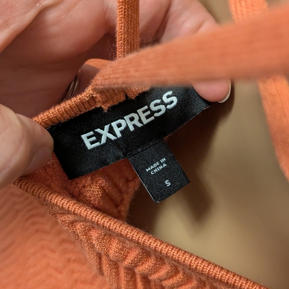 Express Orange Knit Pleated Strappy Back Maxi Sweater Dress - Picture 3 of 3